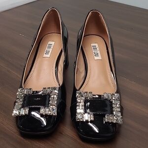 Bibi Lou Size 36 Black Patent Leather Doris Chunky Heeled Shoes